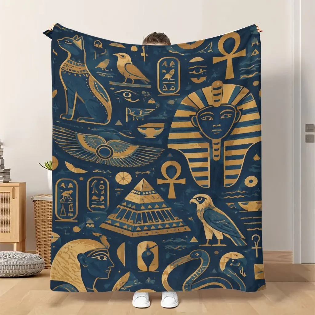 Nile River Egyptian Pharaoh Pyramid Mythology Boho Throw Blanket Tapestry Wall Decor Gift