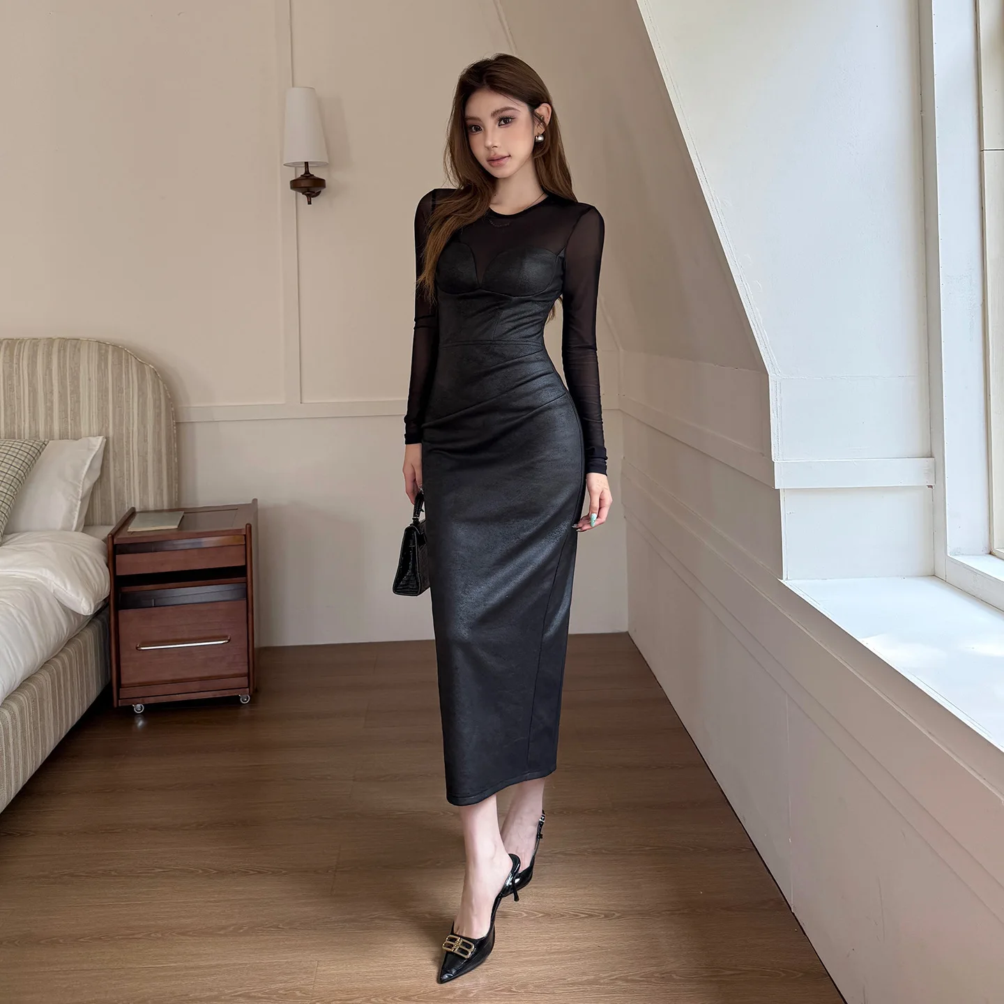ladies black bodycon dress Women's Mini Velvet Side-Slit Sleek Fit Dress This dress can be worn as dressy or casual Puhrissimus Women's Black Bodycon Ruched