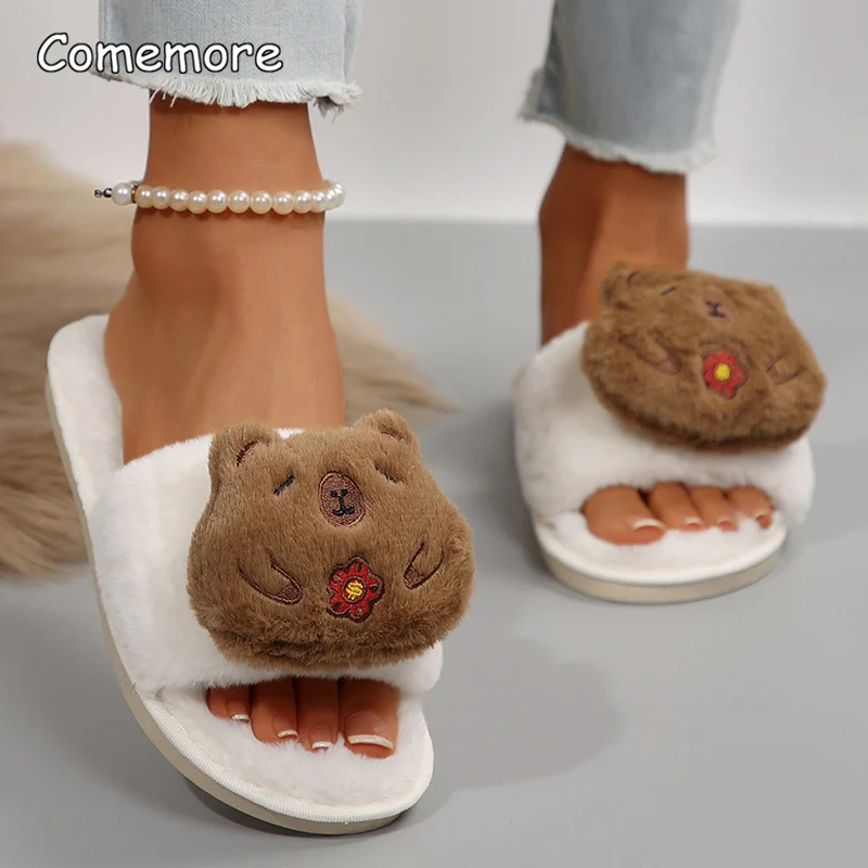 لطيف أفخم النعال المنزل للنساء لينة وحيد رقيق فروي أحذية منزلية امرأة داخلي دافئ عدم الانزلاق شبشب شتوي دافئ Pantuflas #4