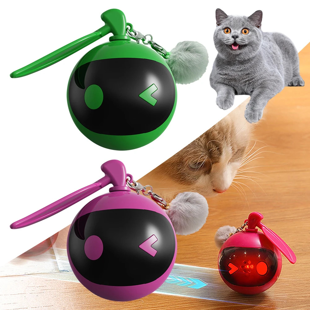 New 2.5inch Automatic Cat Ball with Ball Pendant Lighting Electric Pet Ball Silent Automatic Avoidance Cat Toy Hide and Seek Toy