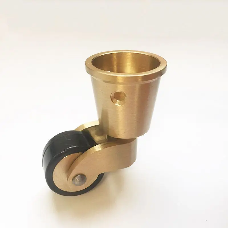 4PCS 1'' Solid Brass Casters Round Cup Table Chair Sofa Cabinet Feet Castors 360° Swivel Wheels Rubber Silent Furniture Rollers