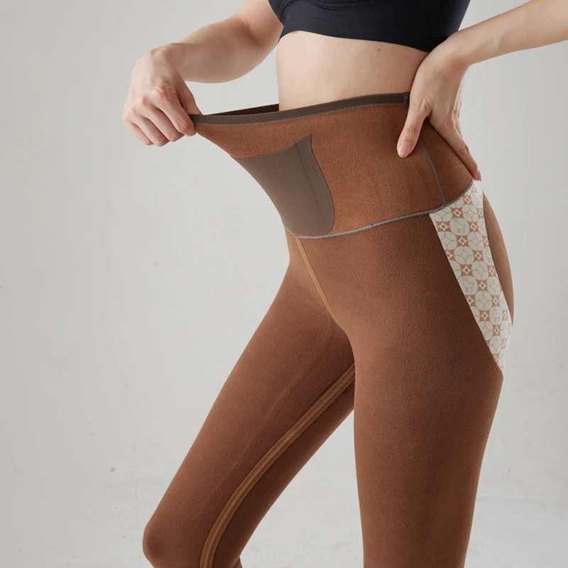 Pantalones de Yoga ceñidos con cintura para mujer, mallas cálidas de lana gruesa para levantamiento de cadera, ropa deportiva para Fitness, mallas de Yoga de invierno