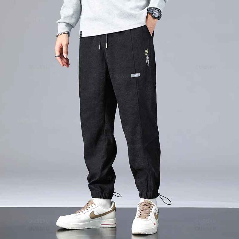 Pantalones holgados para hombre, Pantalón deportivo Harajuku, grueso, informal, Harem, chándal coreano de gran tamaño, otoño e invierno, novedad