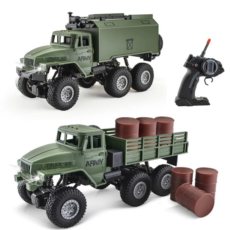 New Remote Control Army 6WD Rechargeable Climbing Command Truck With LED Lights Off Road Military Transport Toy Vehicle For Boys