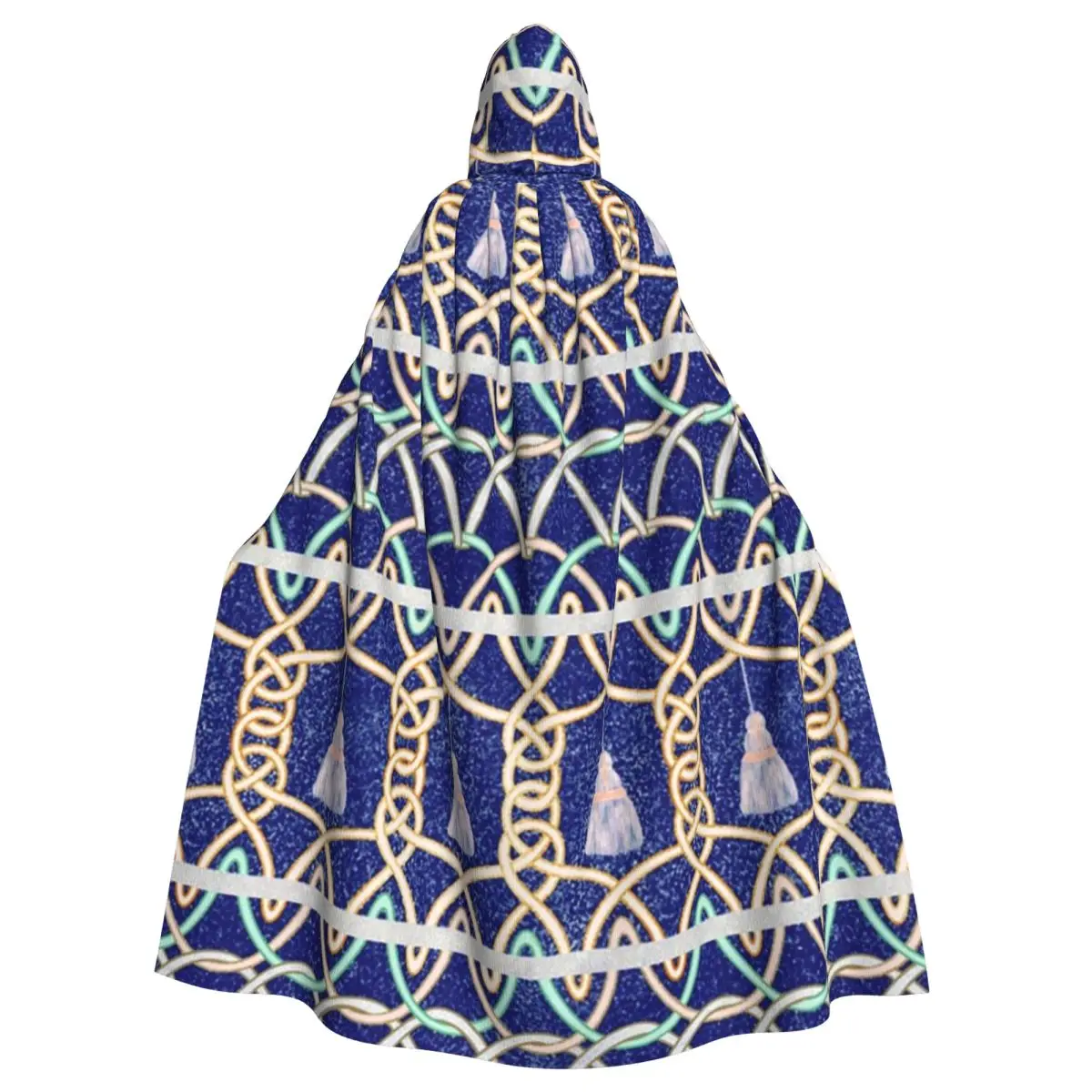 Midnight Sky Passementerie Blau und Pastell Langer Kapuzenumhang Hexe Mittelalter Kostüm Cosplay Cape HalloweenCoat Erwachsene Unisex