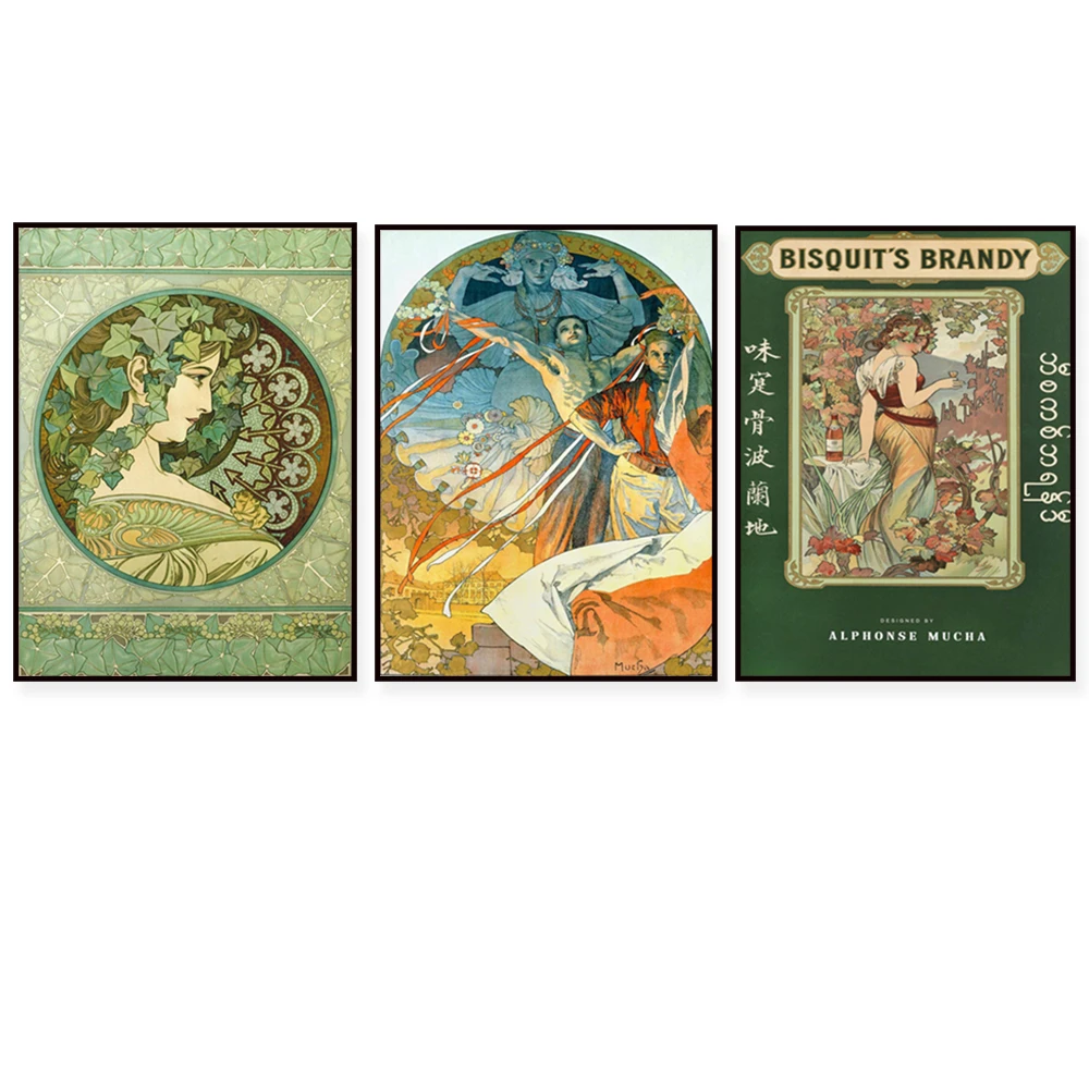 Alphonse Mucha illustration Bohemian goddess art poster female vintage canvas painting home decor living room