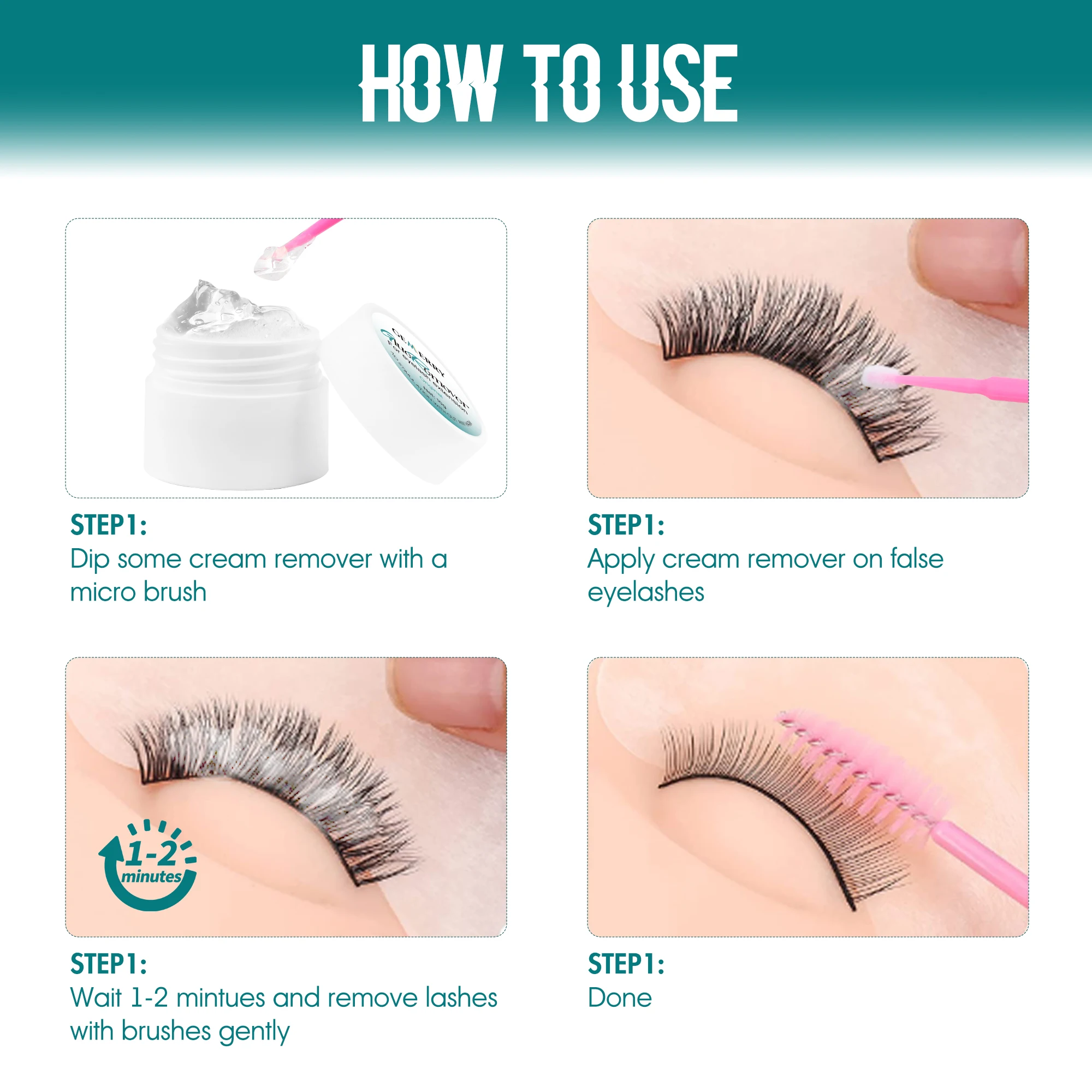 GEMERRY Eyelash Glue Remover for Lash Extensions 10g Non-irritating Plant Extraction Clean Cream Professional Gel Makeup Tools