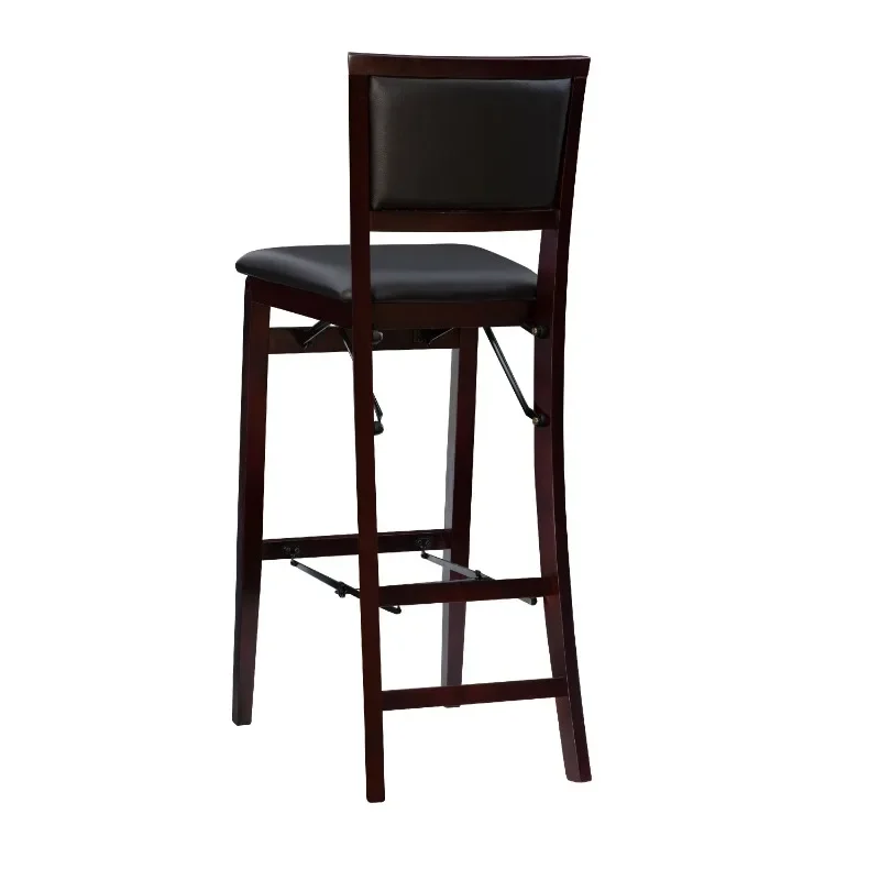 

Kristle Folding Padded Bar Stool, 30" Seat Height, Espresso Finish with Dark Brown PVC Fabric