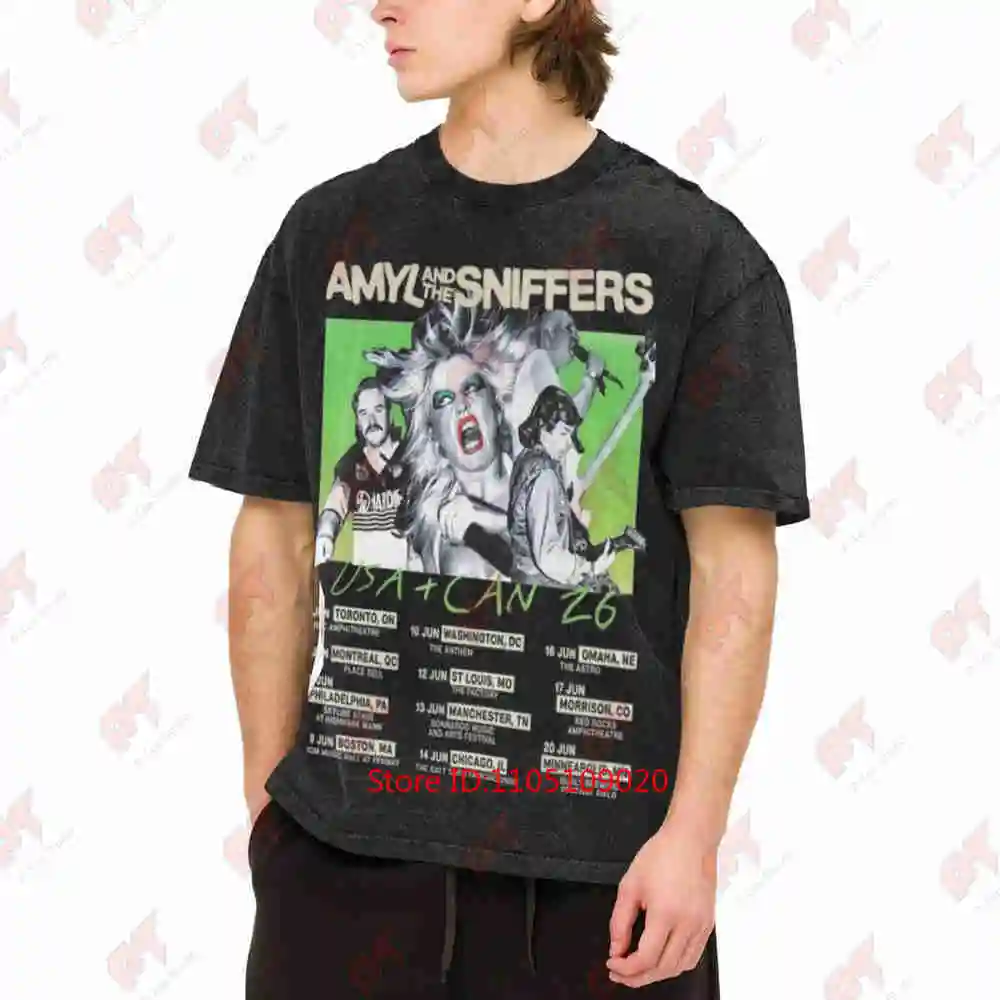Amyl And The Sniffers 2026 North American Tour Vintage Washed Tee Pure Cotton T-Shirt