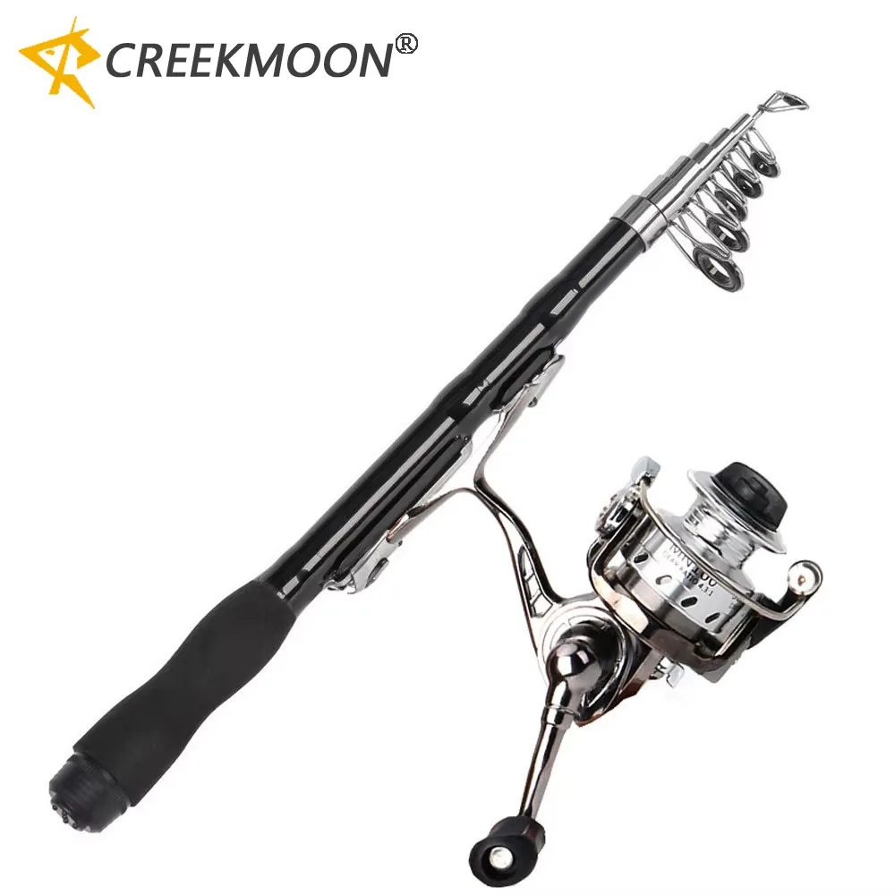 1.5M Winter Ice Fishing Rod Combos with Telescopic Carbon Fishing Pole Metal Spinning Reels Sets for Travel Poles Tackle Outdoor