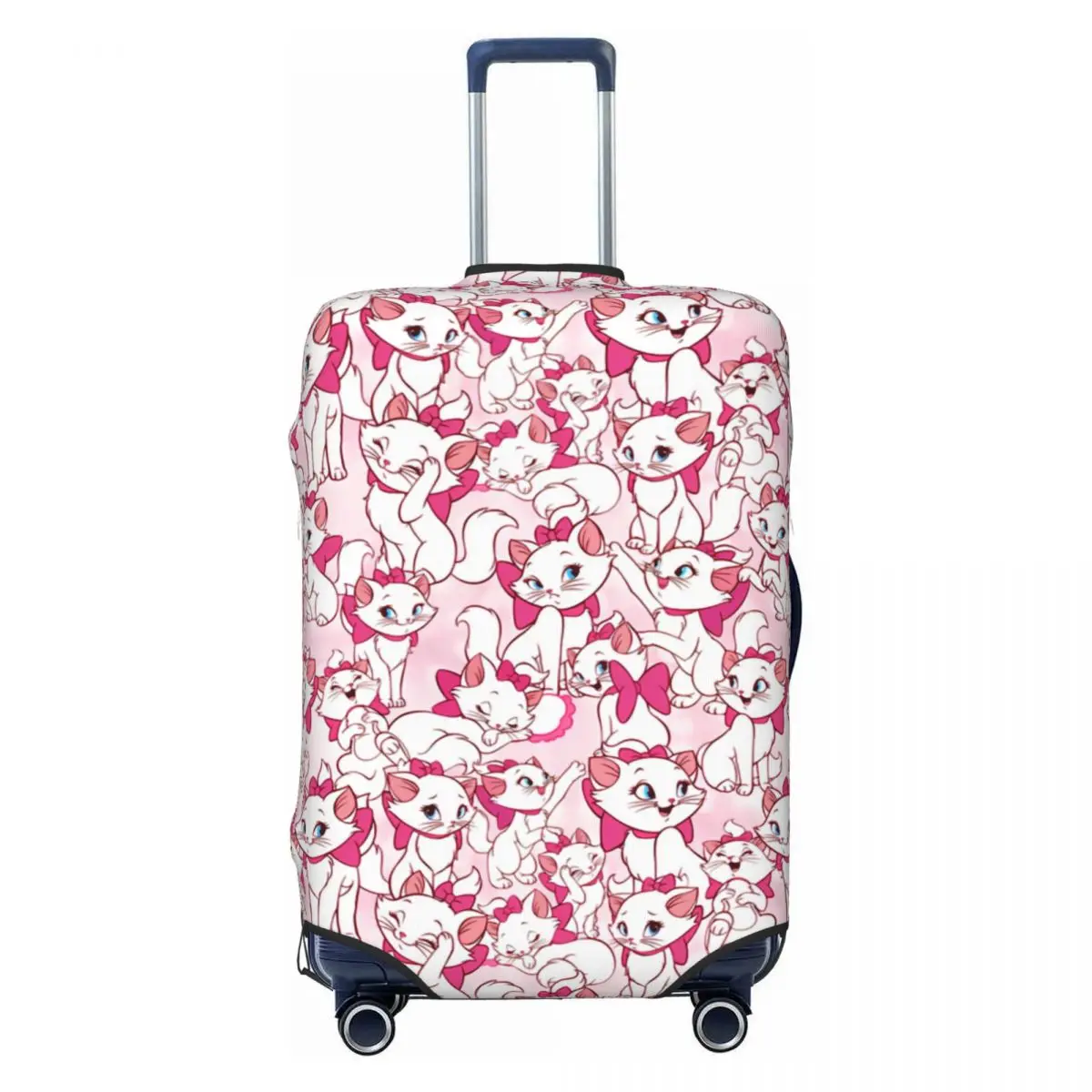 

Pink Bow With Marie Cat Suitcase Cover Dust Proof The Aristocats Luggage Protective Covers for 18-32 inch