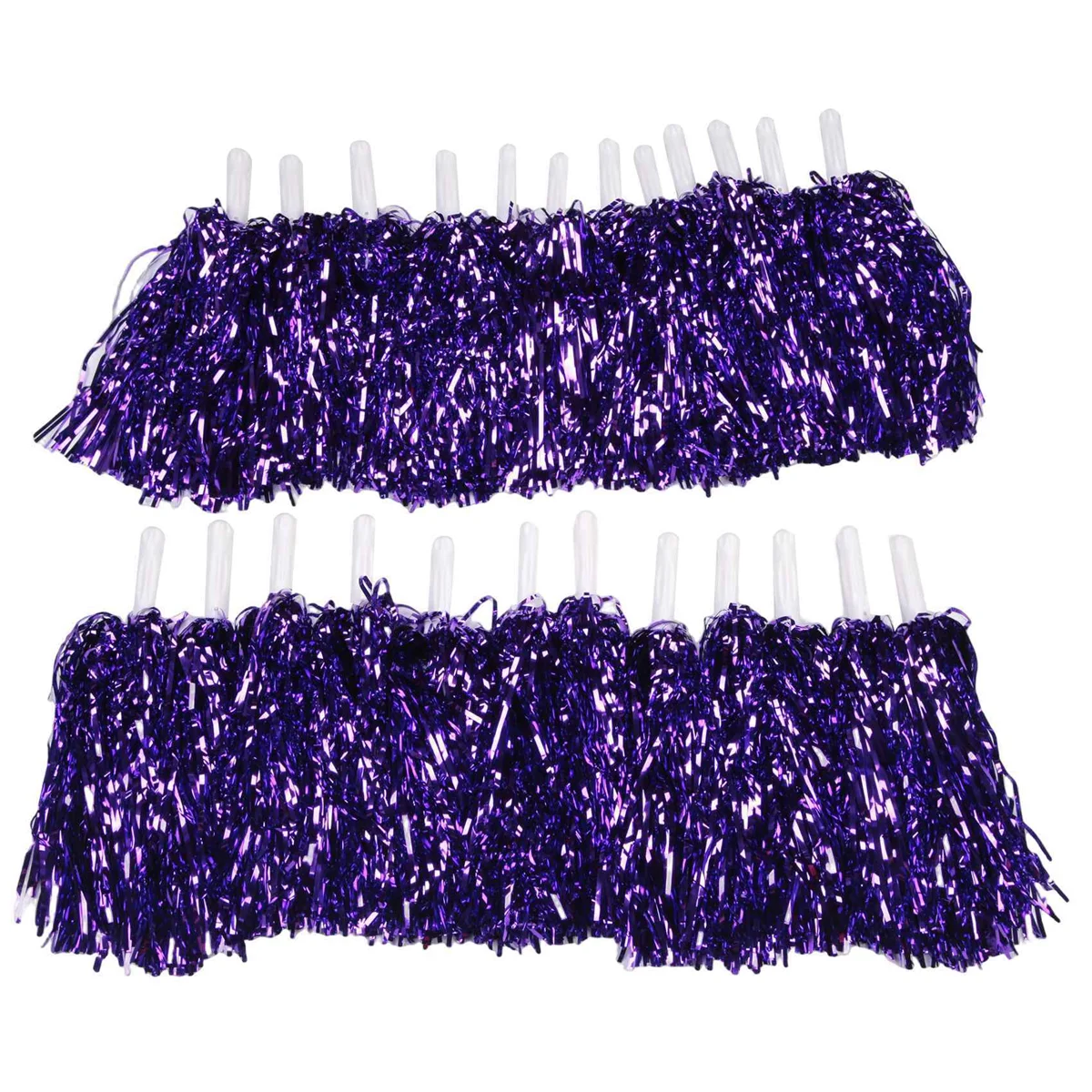 Cheerleading Pom Poms com alça de plástico para adultos e crianças, Cheerleader Party, folha metálica, roxo, 24pcs