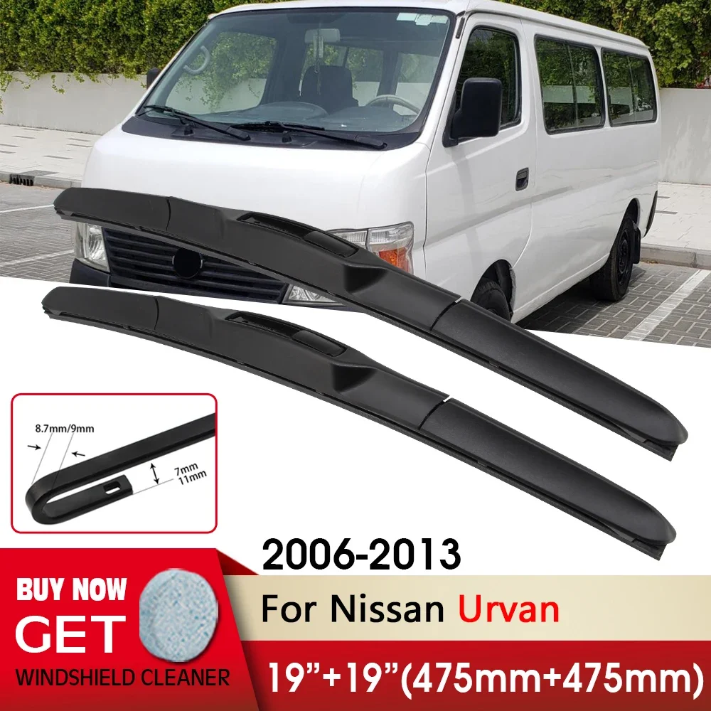

Автомобильный дворник с правым и левым рулем, передняя щетка стеклоочистителя 19 "+ 19" для Nissan Urvan 2006-2013, подходит для U-образного рычага с крючком, лобовое стекло, переднее окно