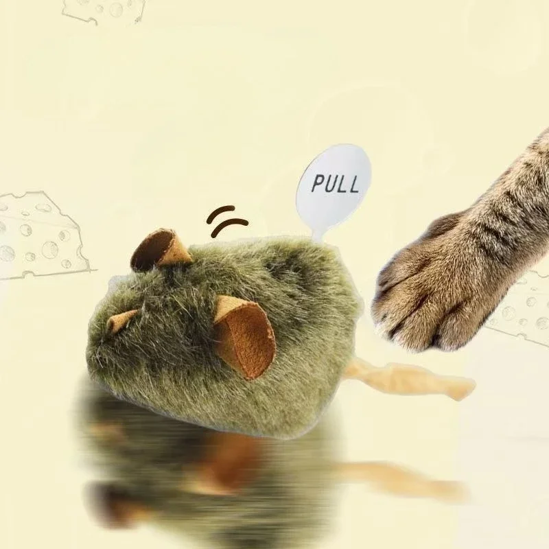 1W-Funny Plush Cat Toy Simulation Mouse Automatic Chirping Interactive Mice Cat Toy Bite Resistance Pet Cat Toys Kitten Supplies