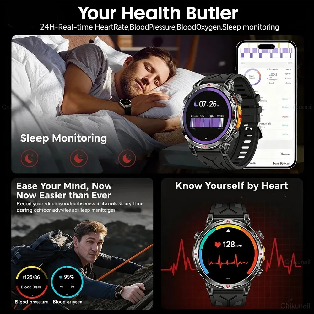 2025New Militare T-Rex3 Ultra Man Smartwatch Costruito in GPS Bussola Altimetro Barometro 5ATM Impermeabile 650mAh Bracciale Sportivo da Uomo