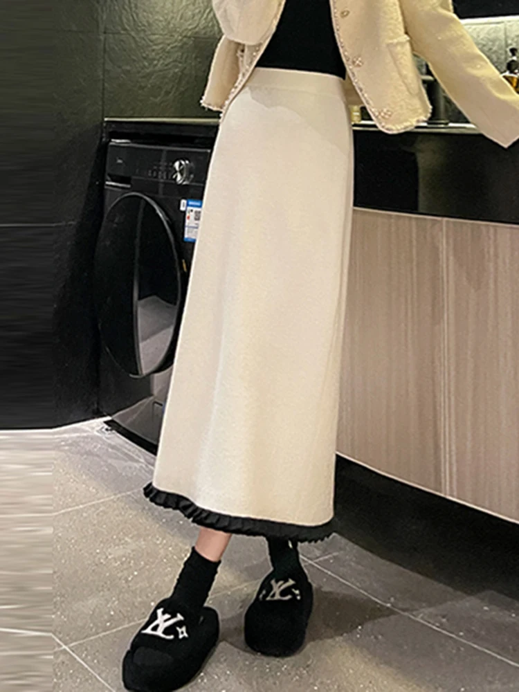 

Юбка-карандаш миди с завышенной талией, вязаная, с эффектом пэчворк, новая коллекция осень-зима, пышная юбка-карандаш с эффектом «ушко», облегающая юбка.