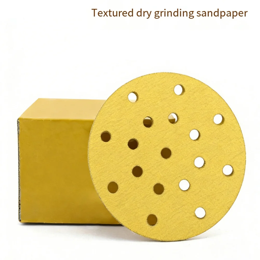 100pcs 6 Inch 17-hole Grinding Sandpaper Car Grinding Polishing Flocking Sandpaper For Woodworking Furniture Polishing