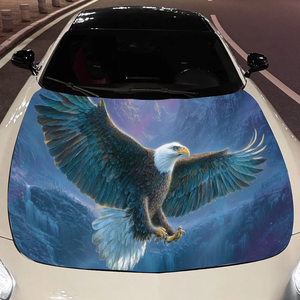 

Soaring Eagle Car Engine Hood Sticker, Auto Vinyl Wraps, Waterproof Self-adhesive Vehicle Decal, Durable & Anti-scratch Auto Ext