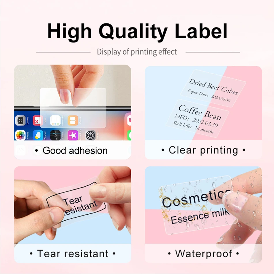 20-50mm Transparent Thermal Label Paper Roll Tag Price Food Stickers Adhesive for Laber Printer Different Sizes Rolls