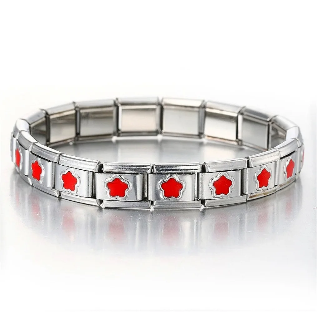 2025 النساء 9 مللي متر الإيطالية مطاطا ستار القلب سحر الفولاذ المقاوم للصدأ الإسورة سوار مجوهرات الأزياء العصرية Y2K مطلية بالذهب ربط DIY بها بنفسك