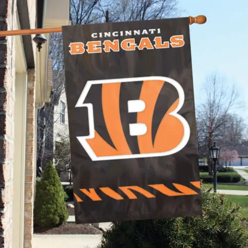 CINCINNATI BENGALS House Banner Flag PREMIUM Outdoor DOUBLE SIDED Embroidered