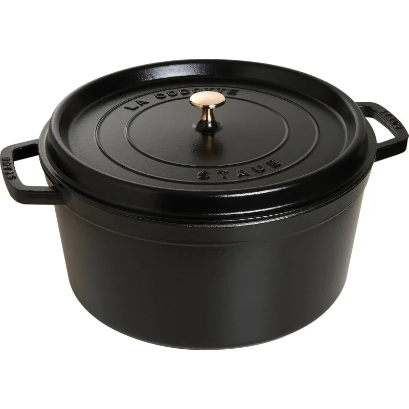 Staub 1103425 Black Cast Iron 13.25 Qt. Round Cocotte