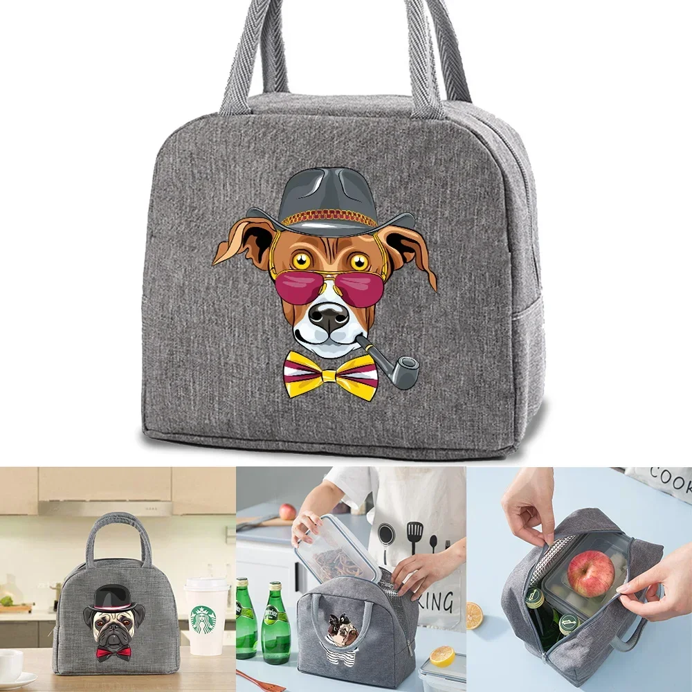 

Lunch Bag Insulated Lunch Bag Convenient Portable Lunch Bag Reusable Canvas Insulated Tote Cute Dog Print for Office Picnics