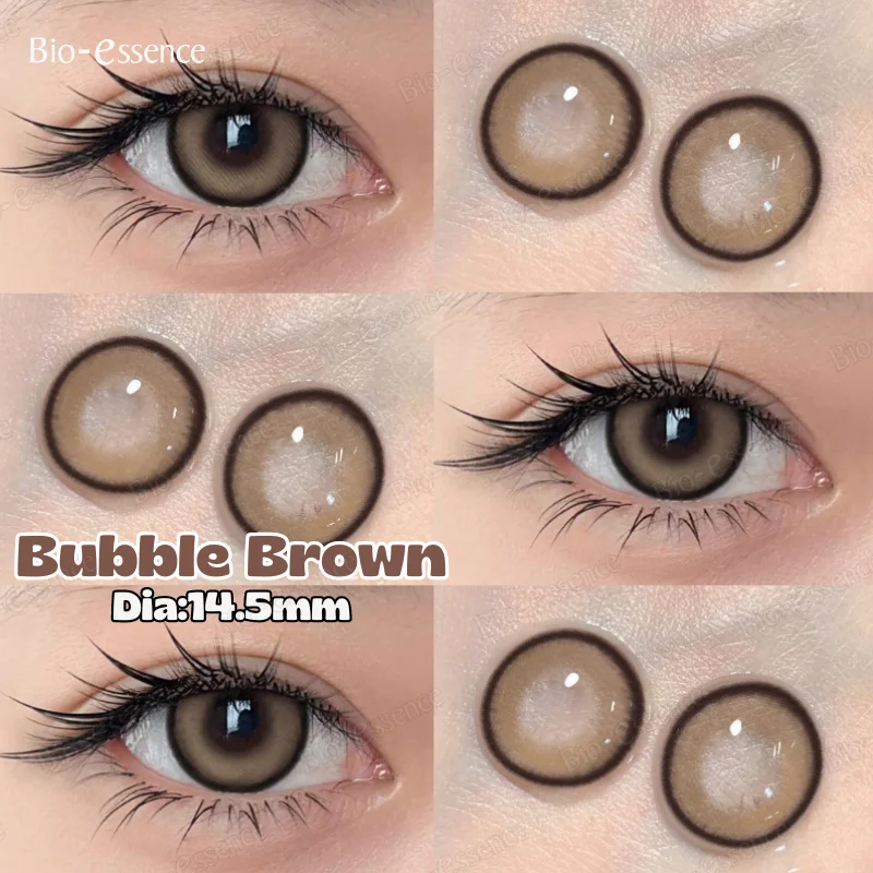 Bio-essence 1Pair Gray Contact Lenses with Diopter Yearly Blue Lens New Style Colorcon Cosmetics Beauty Brown Eyes Makeup Pupils