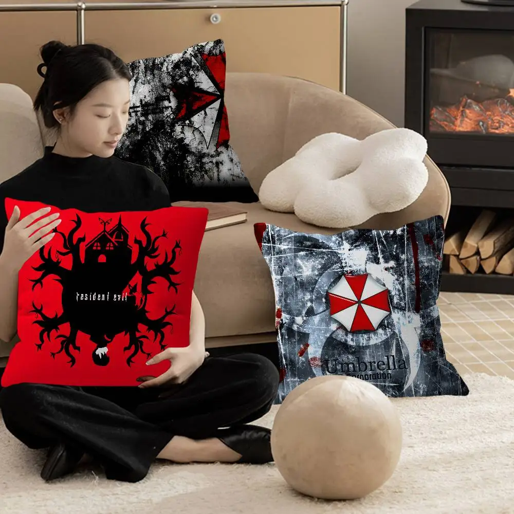 Resident Evil Umbrella Us Troops Pillow Covers Cartoon Sofa Decorative Home Double-sided Printing Short Plush Cute Cushion Cover