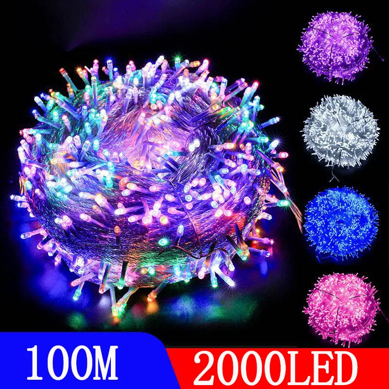 

100M 2000LED Christmas light string flashing lights full of stars colorful color changing outdoor decoration atmosphere light