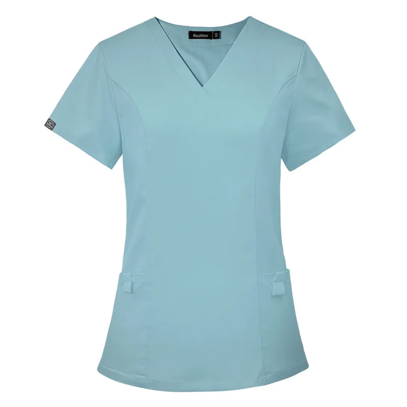

Surgical Set Women, Short Sleeve Handwashing Gown For Dental Clinic, Two-Piece V-Neck Nurse Uniform