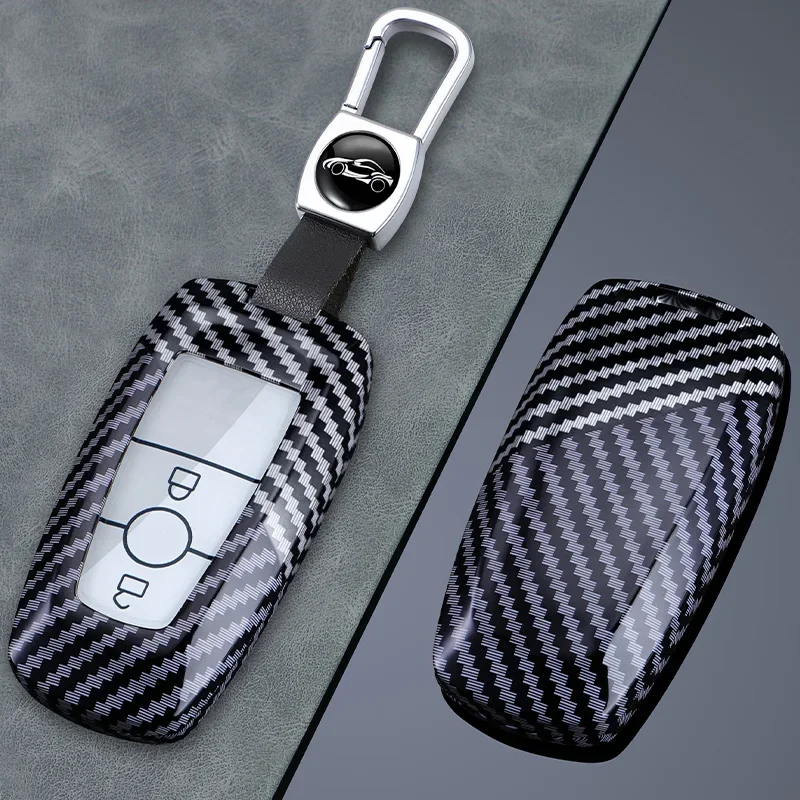 Carbon Fiber Car Key Cover Case Shell for Ford Mondeo Explorer Edge Expedition F250 F150 F-350 F-450 Fusion Mustang Everest