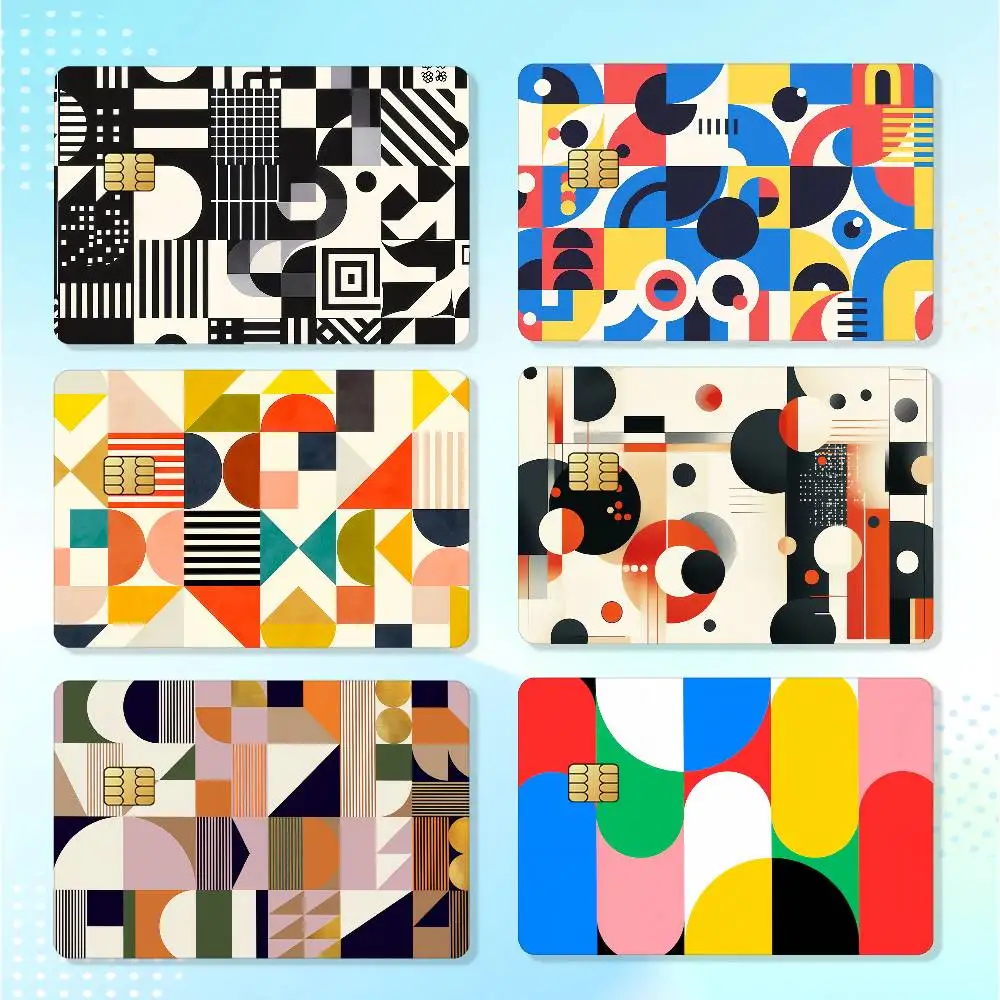 Abstract Bauhaus Credit Skin Cover Card Stickers 4PCS Film Bus Pass Front Decoration Bank Debit Waterproof