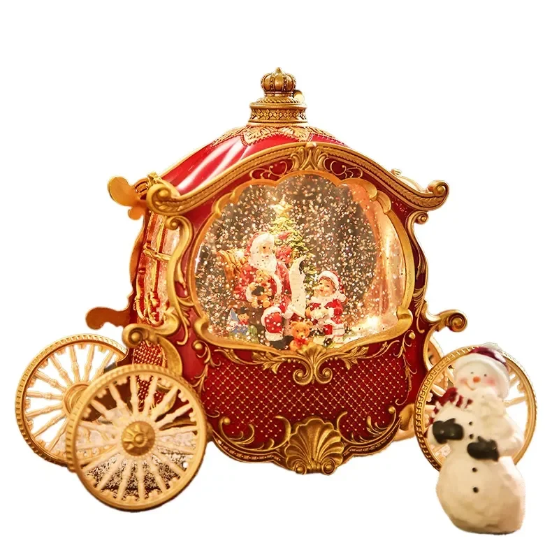 for Christmas Elderly Carriage Music Box Crystal Ball Retro Ornament Holiday Gift for Children and Seniors Decorative Present