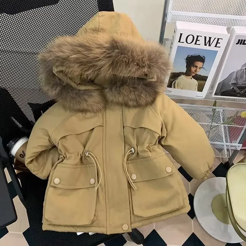 

2023 New Girls Baby Down Jacket Winter Coats Children Clothes Hooded Windbreaker Coat For Kids 2-7 Years Cotton Warm Outerwear