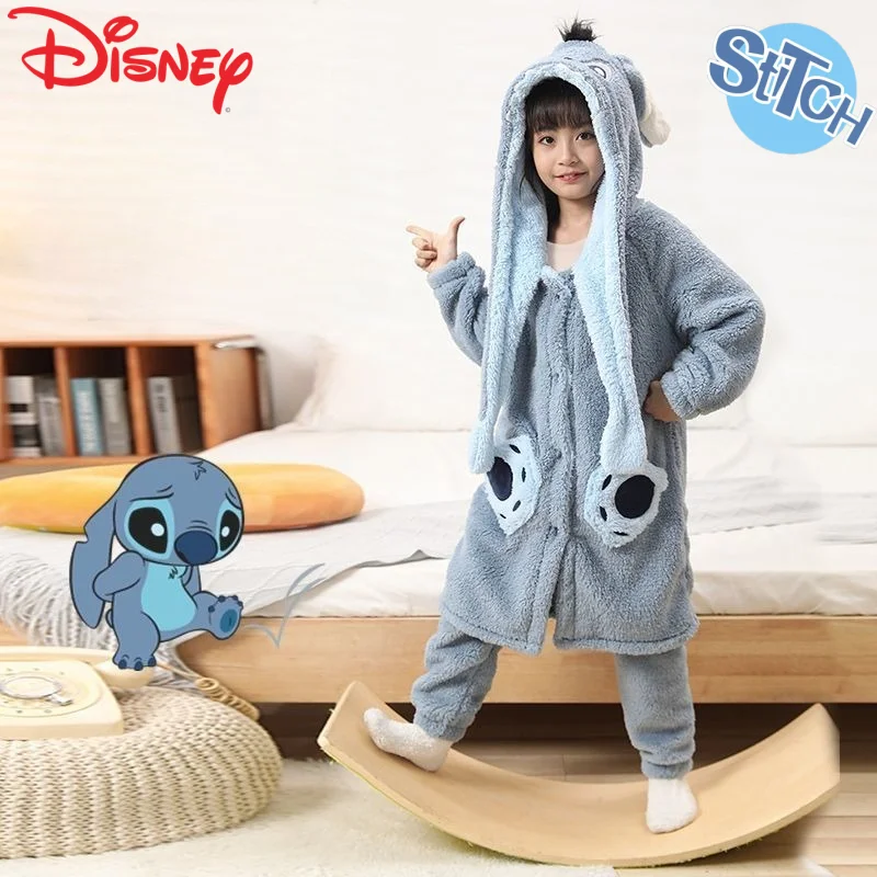

Креативная зимняя новая милая мягкая приятная для кожи пижама Disney Stitch с милым мультяшным узором, толстая теплая свободная удобная домашняя одежда