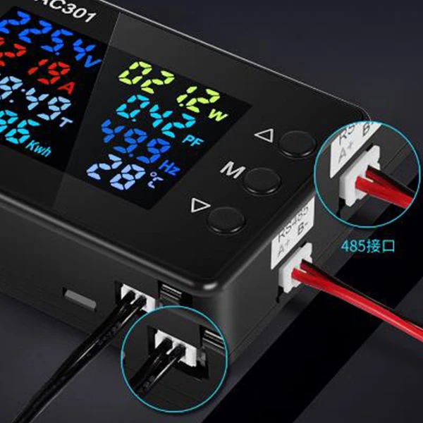 LED Wattmeter Voltímetro Analisadores de Potência AC 50-300V Tensão, 50-60HZ, Electricidade Medidor, 0-100A, Detector, Detecção De Temperatura