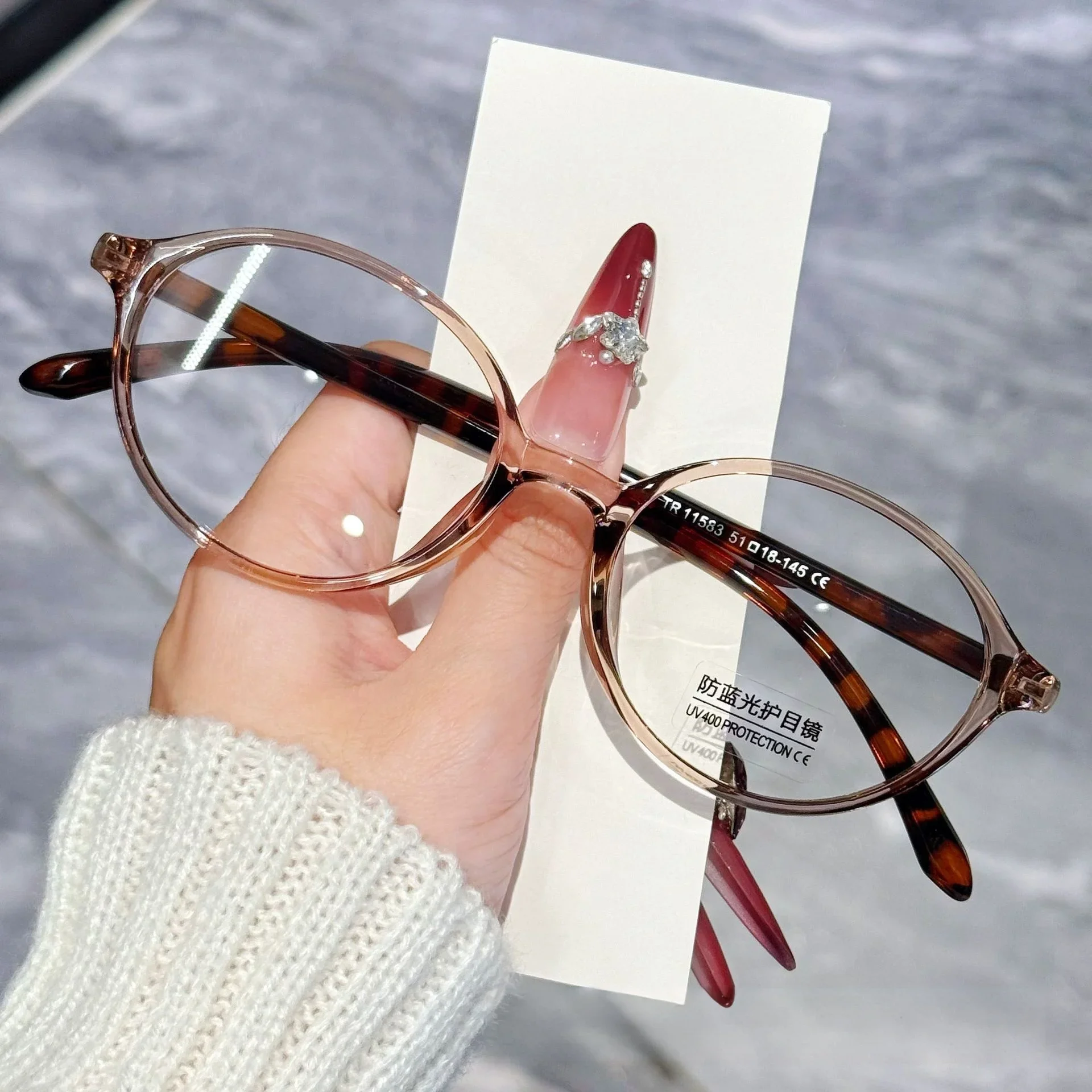 New fashionable oval flat mirror for women anti-blue light Korean style all-match frame mirror DS-10583