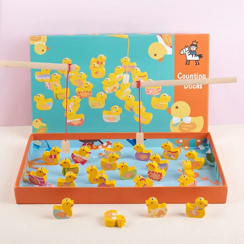 New Children's Fishing Duck Fishing Game Children's Educational Early Education Number Operation Teaching Aids Kids  Wooden Toys