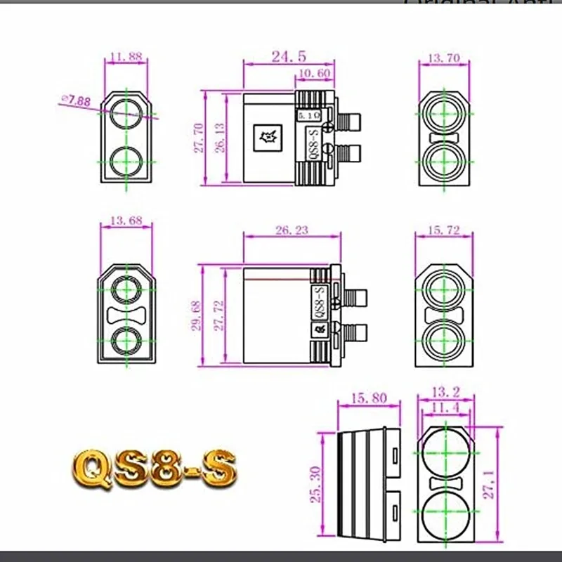 1/2/3/4/5 Pairs QS8S Original Anti-Flash high Current QS8 8 mm EC8 Gold Plug Connector Reverse Polarity Proof 180A e-Bike e-Sc