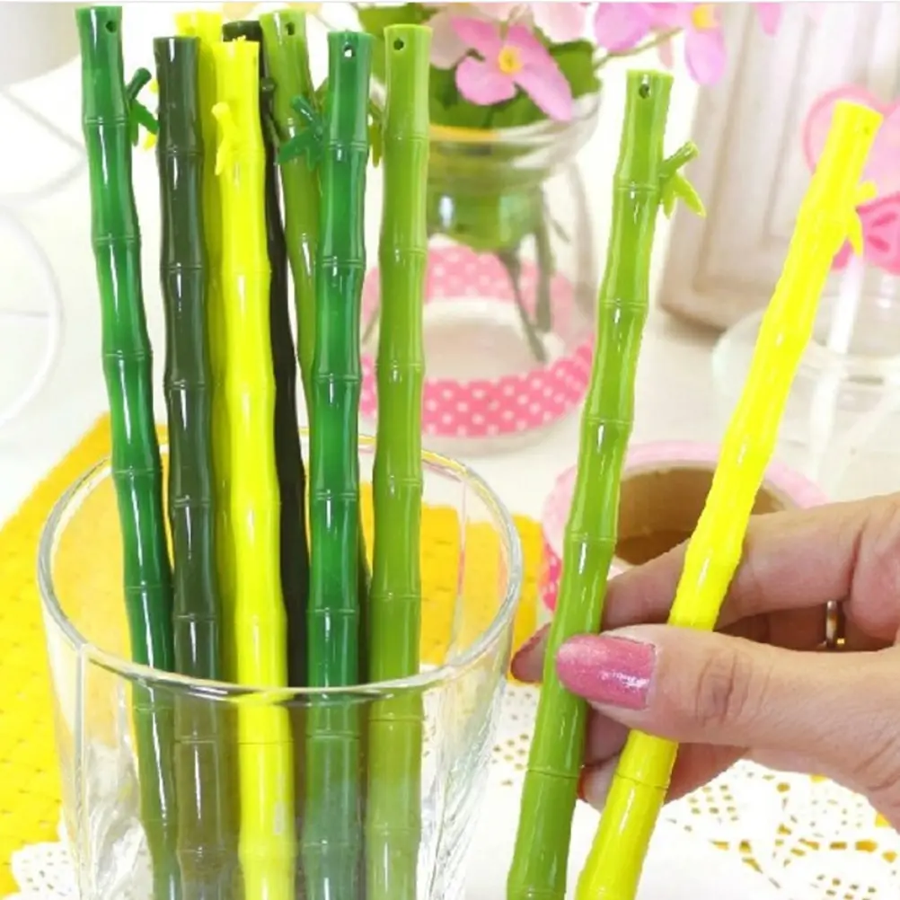 2pcs Ballpoint Pens Lifelike Bamboo Shaped Cute Writing Pen Stationery School