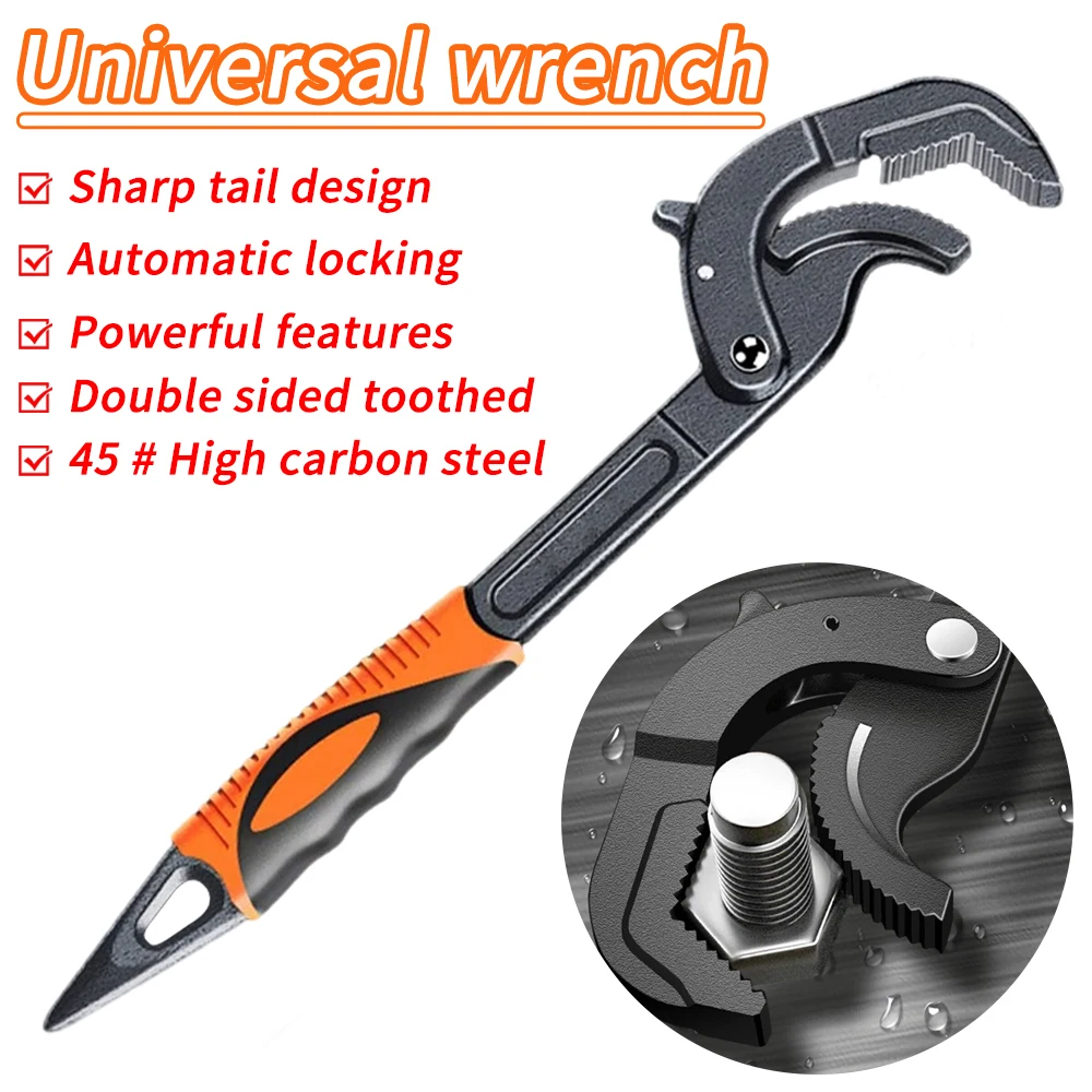 Universal Wrench Multifunctional Opening Wrench Adjustable Ratchet Spanner Repair Hand  Tools Suitable for Sliding Joints Pumps