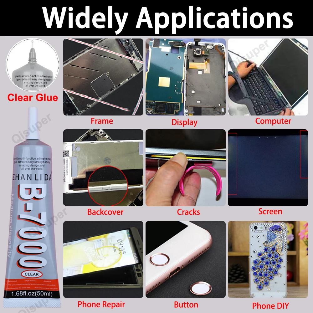 Zhanlida Transparent Black Glue for Phone Repair Rhinestone Clothes Crystals Jewelry Making Leather Craft Paste Adhesive Sealant