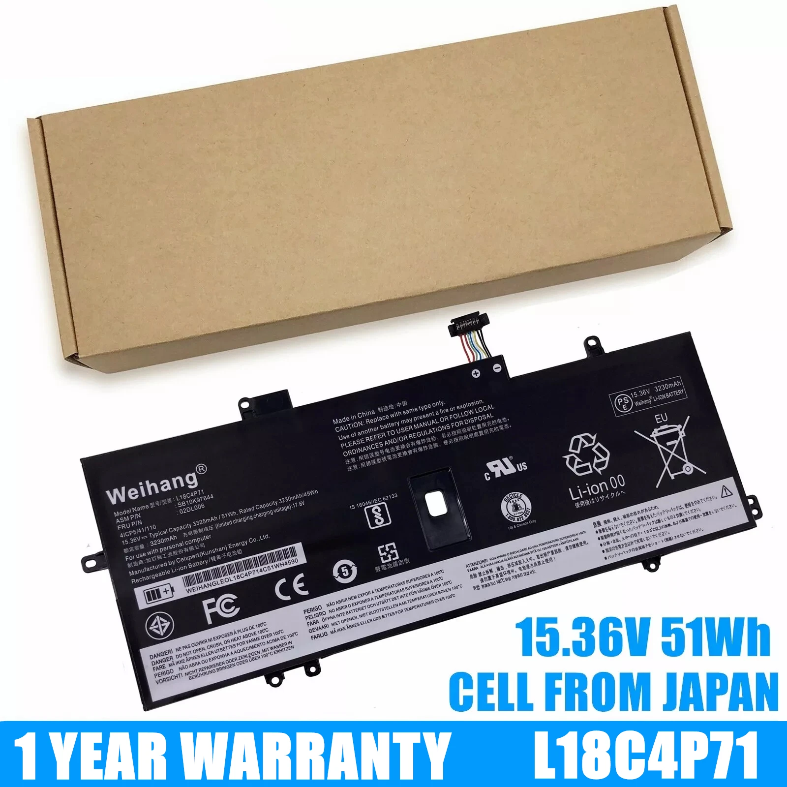 

New Battery L18C4P71 L18L4P71 For Lenovo ThinkPad X1 Carbon 7th Gen 2019 / 8th Gen 2020 02DL004 02DL005 02DL006