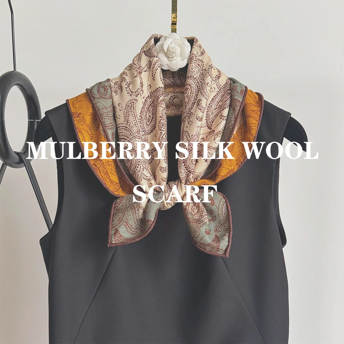 

Шелковый шерстяной шарф шелковицы 62 см, квадратный шарф, шарфы с принтом пейсли, модные брендовые шарфы, роскошная шаль высокого качества, платок, бандана