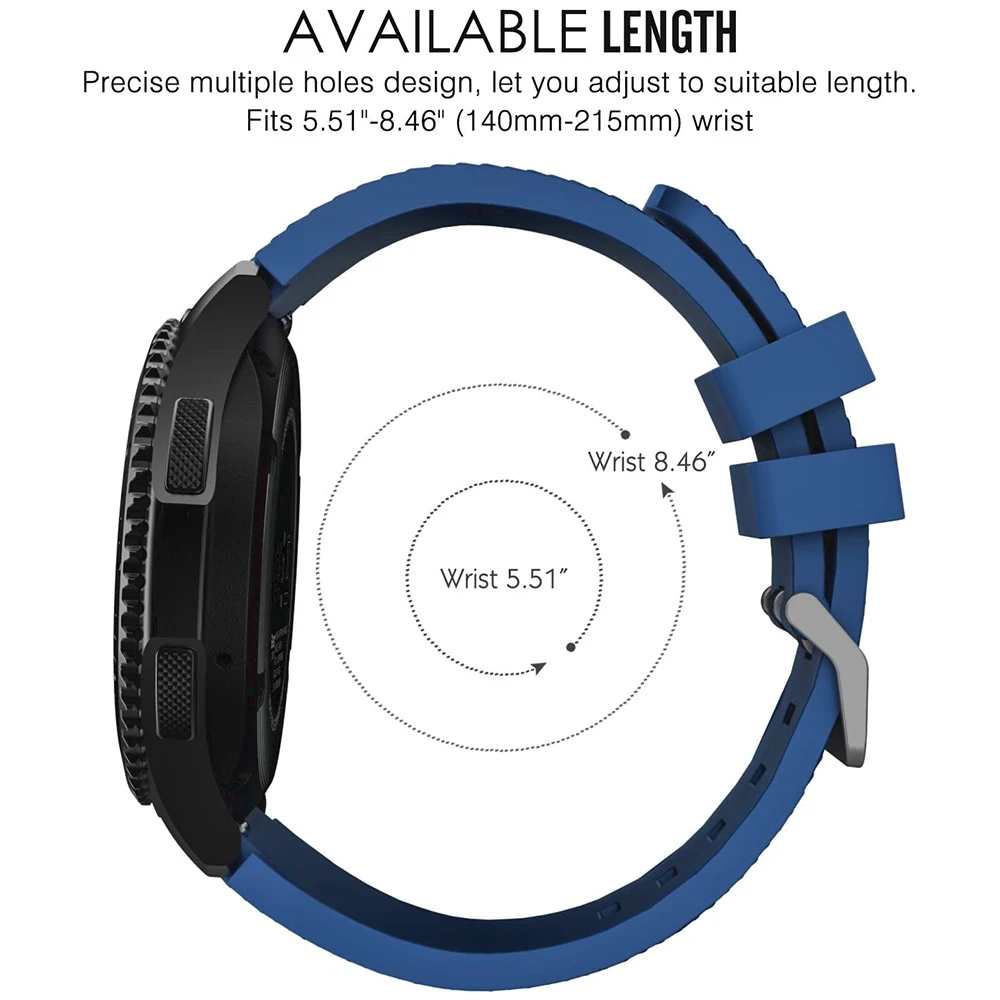 22mm Silicone Watch Strap for Samsung Watch 46mm/3 45mm/Gear S3/Huawei Watch 3/GT 2 46mm Bracelet Wristband for Amazfit GTR/Pace