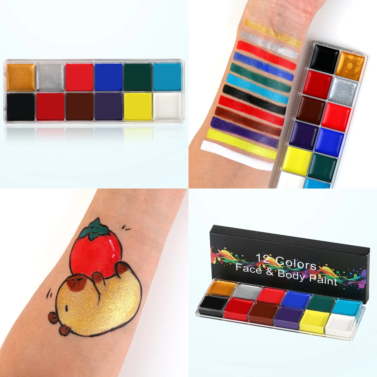 12 Color Face Paint Body Paint Oil Painting Facial Paint Professional Pigment Palette In Halloween Party Makeup image 3