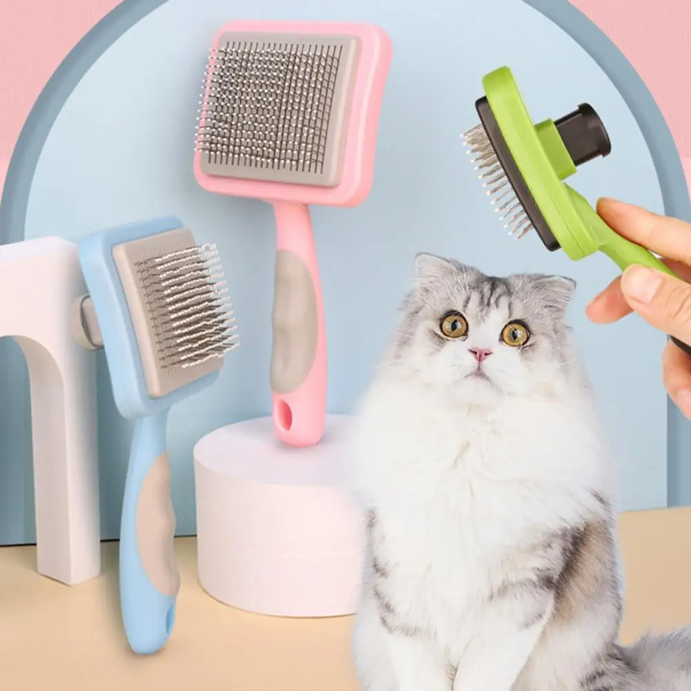 Cat Grooming Tool Stainless Steel Pet Comb with Anti-slip Handle for Dog Cat Grooming Prevents Matting Removes Shed Hair