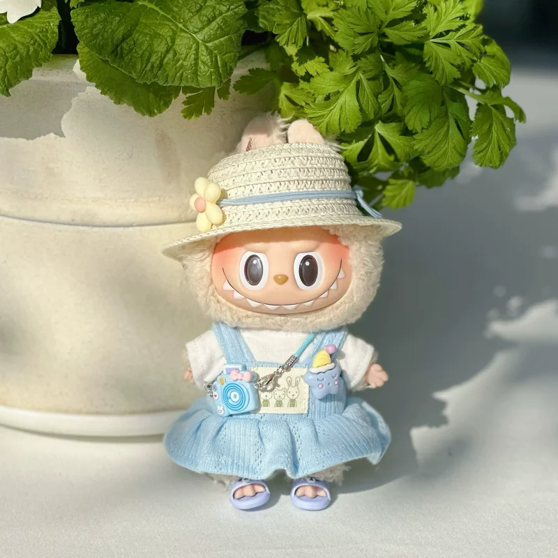 

For/Clothe 17cm Labubu Clothes Heartbeat Macaron Vinyl Labubu Doll Clothes For Changing Or Change the Other Cotton Dolls Clothes