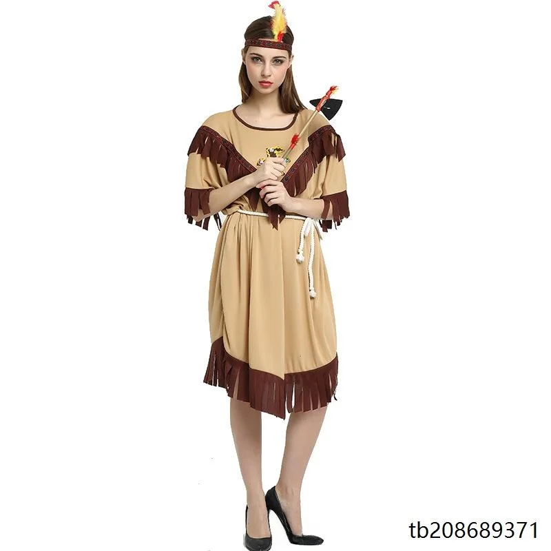 زي الهالوين للبالغين على شكل الأفراد الأصليين، مجموعة ملابس الرجل البري الهندي، زي الأداء التقليدي العرقي للمسرح